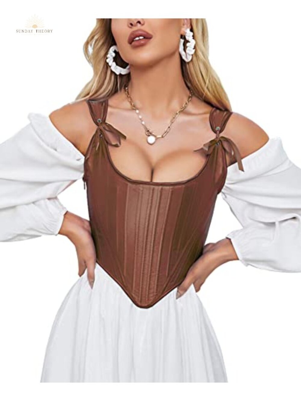 Women's Vintage Asymmetrical Hem Overbust Corset Lace-Up Back Bustier